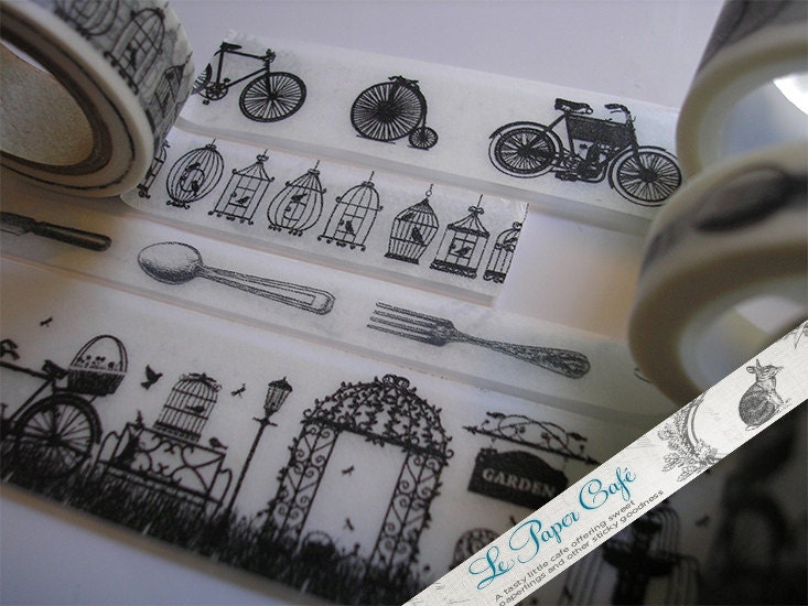B&W DESIGNERS DREAM Quad Washi Tape - Decorative Pattern Masking Tape - 15mm x 10m (4 different sizes)