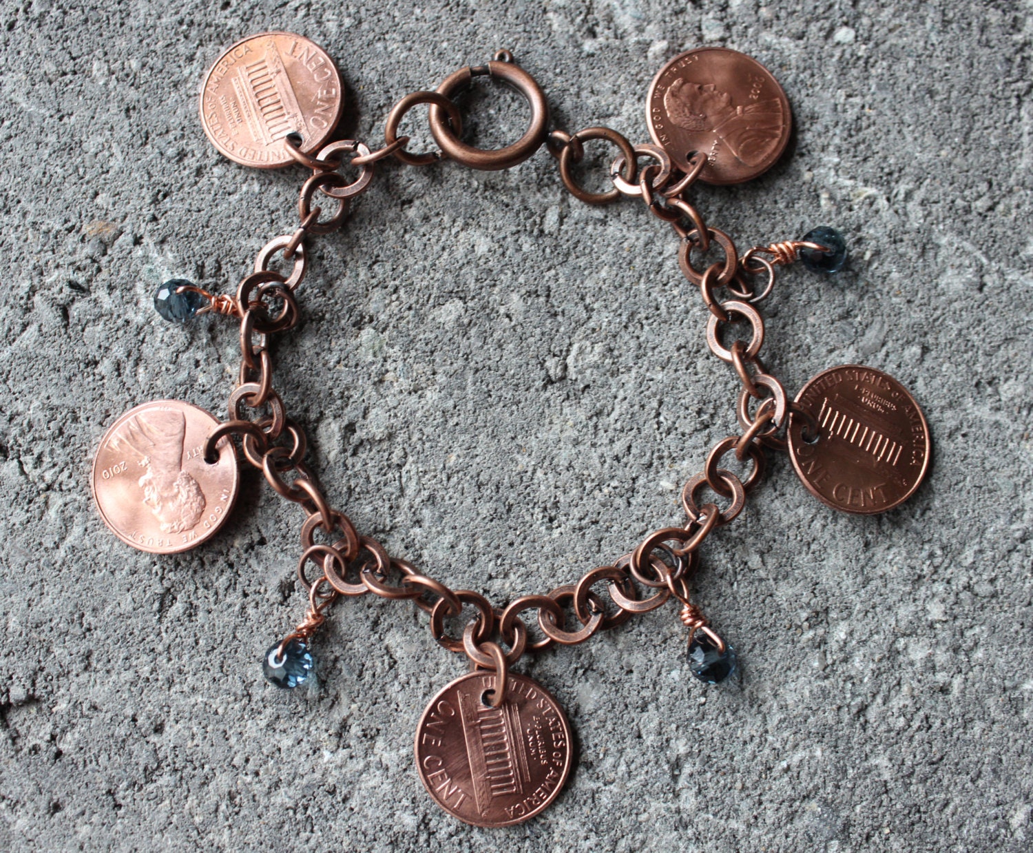 Chic Penny Charm  Bracelet Made With Original One Cent American Coin Charms