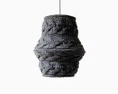 Cable Knit Lampshade LUUBA / Pendant Light  / Unique Knitted Home Decor  / Hanging Shade - Gray
