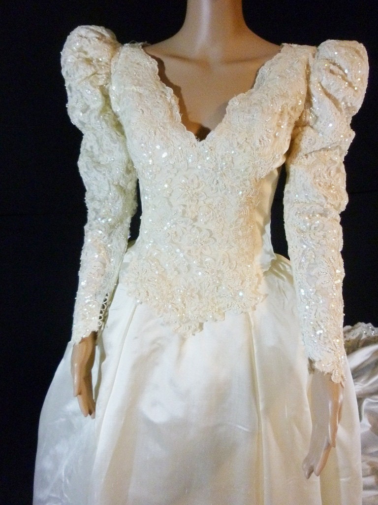 Vintage Demetrios Wedding Gown Vintage Demetrios Ivory Wedding Dress Shantung by SheLeftUsThis