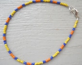 anklet in electric blue, orange & yellow