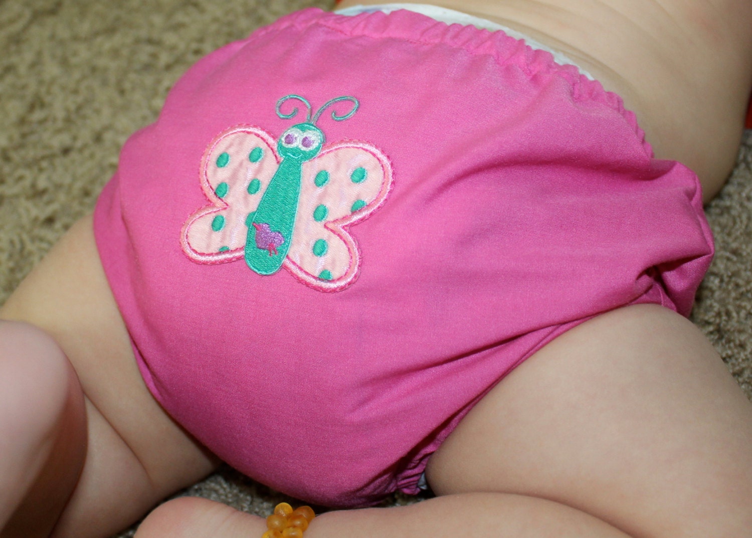 Pink with Butterfly Diaper Cover and Bloomers