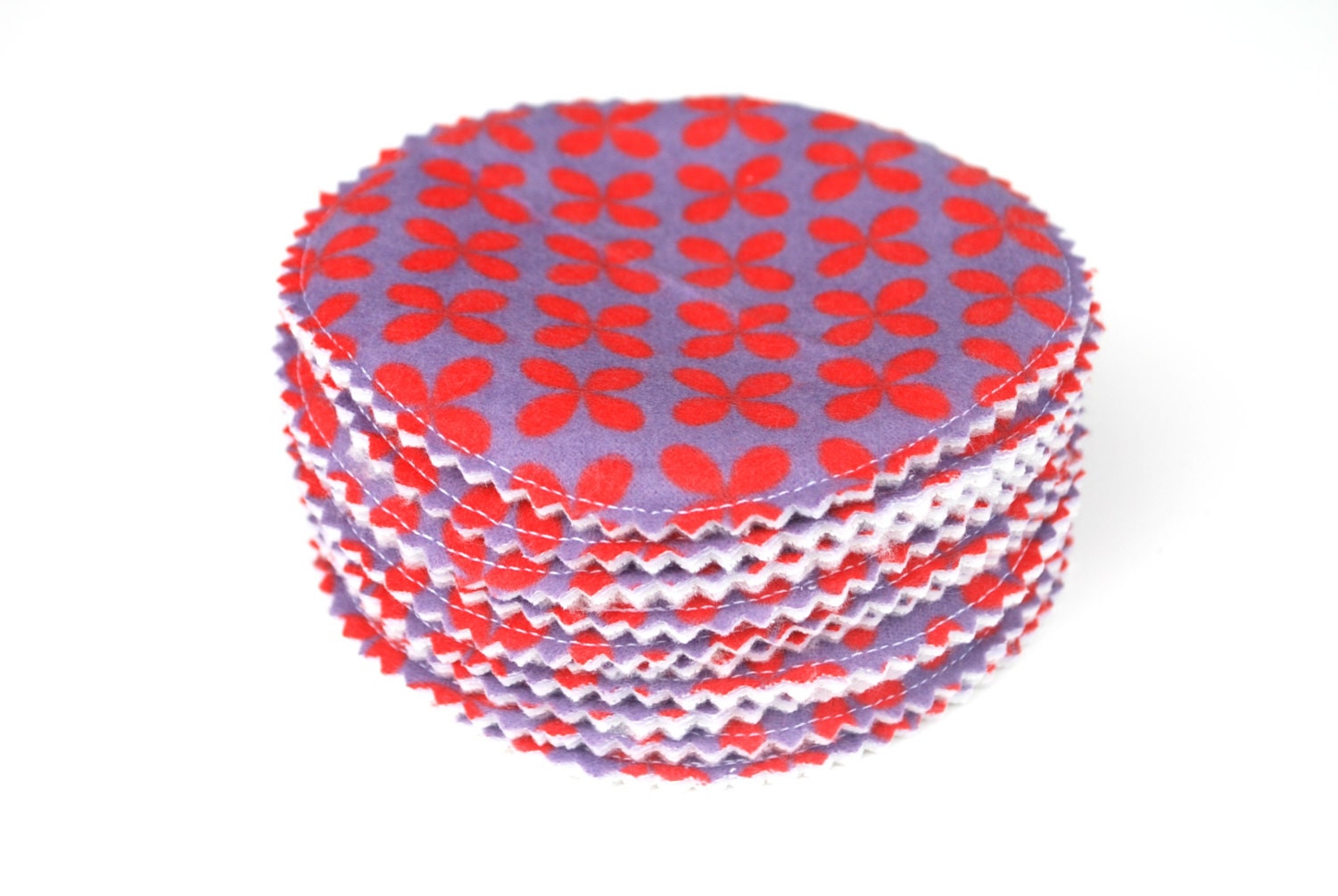 Nursing Breastfeeding Pads Washable Eco Friendly Magenta and Purple Set of 10