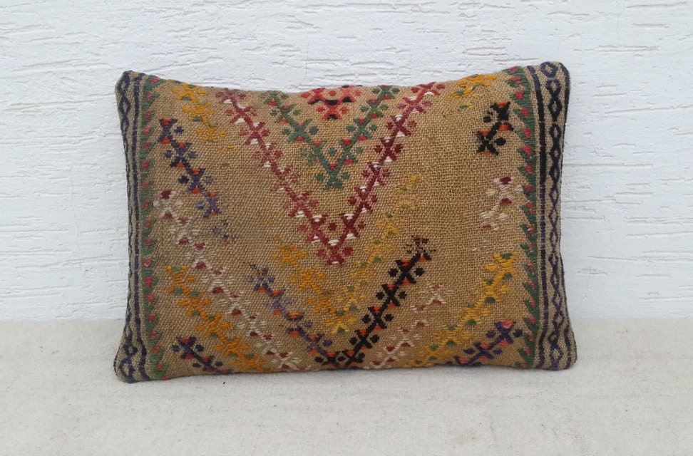 FREE SHIPPING/Vintage Home Decor Embroidered Handmade Turkish Kilim Pillow Cover,Decorative Throw Pillows,Lumbar  Pillow,Bolster  Pillow.