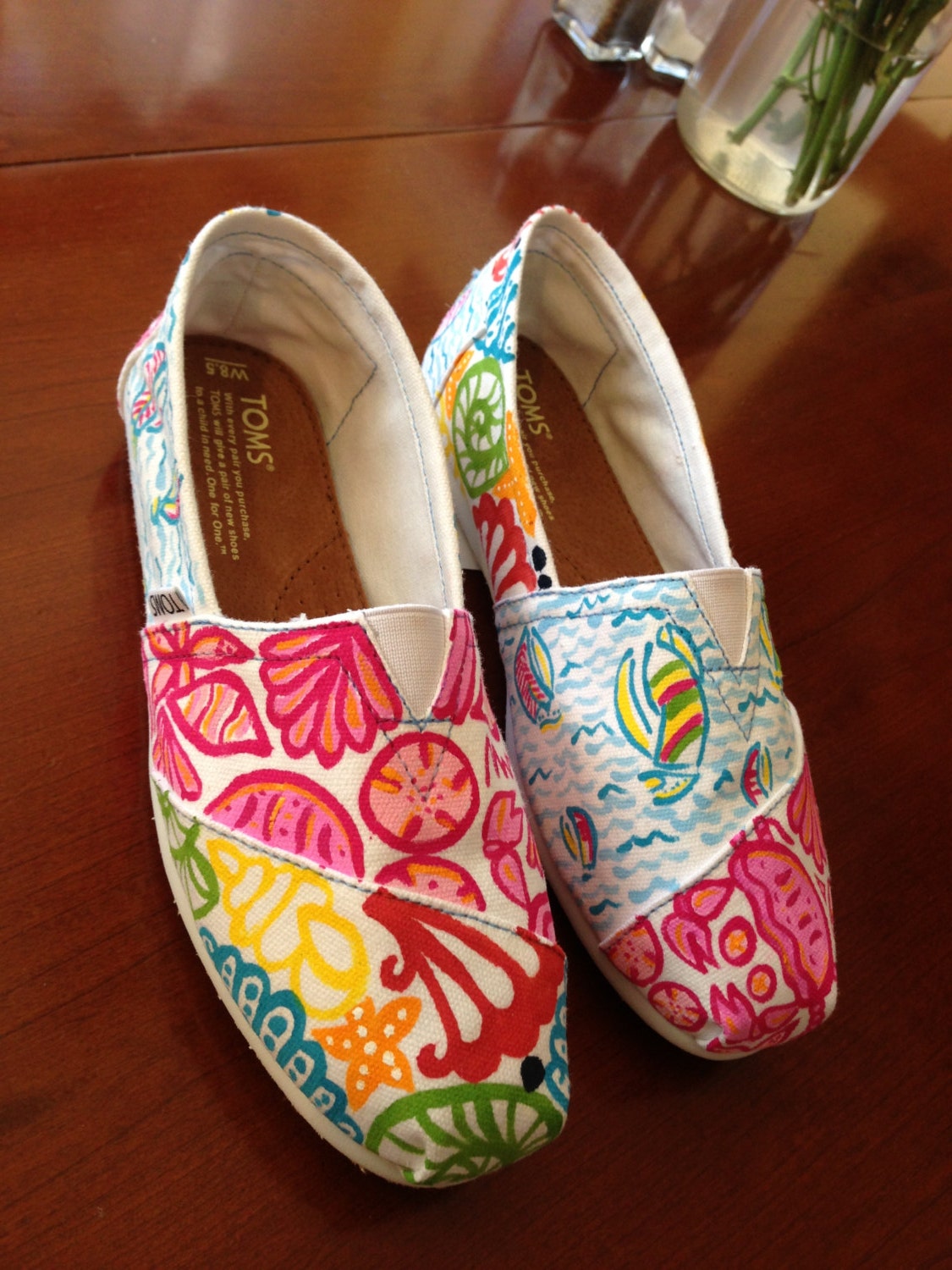 Lilly Pulitzer Inspired Handpainted Toms- Multi Pattern (you gotta regatta, sailors valentine, Chiquita Bonita ) Sizes 5-8.5