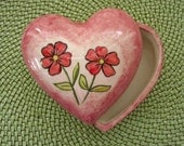 SALE - Ceramic Valentines heart box for jewelry or candy -5.25 inches wide