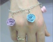 Charm Bracelet with Pastel Roses, Flower Jewellery, Flower Charm, Custom Bracelet, Charm Jewelry,Spring Theme, Spring Wedding, Mothers Day