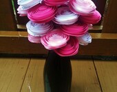 20 Pink Paper Flowers-  Hot Pink Polka Dot Handmade Rolled Paper Flower Bouquet for Brides, Weddings, Showers, Birthdays