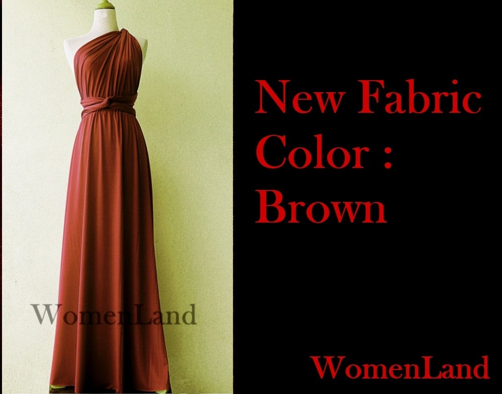 New Fabric Color - Brown Custom Made Infinity Wrapping Convertible Bridesmaid Dress Floor Length Evening Gown Plus Size Woman Dresses