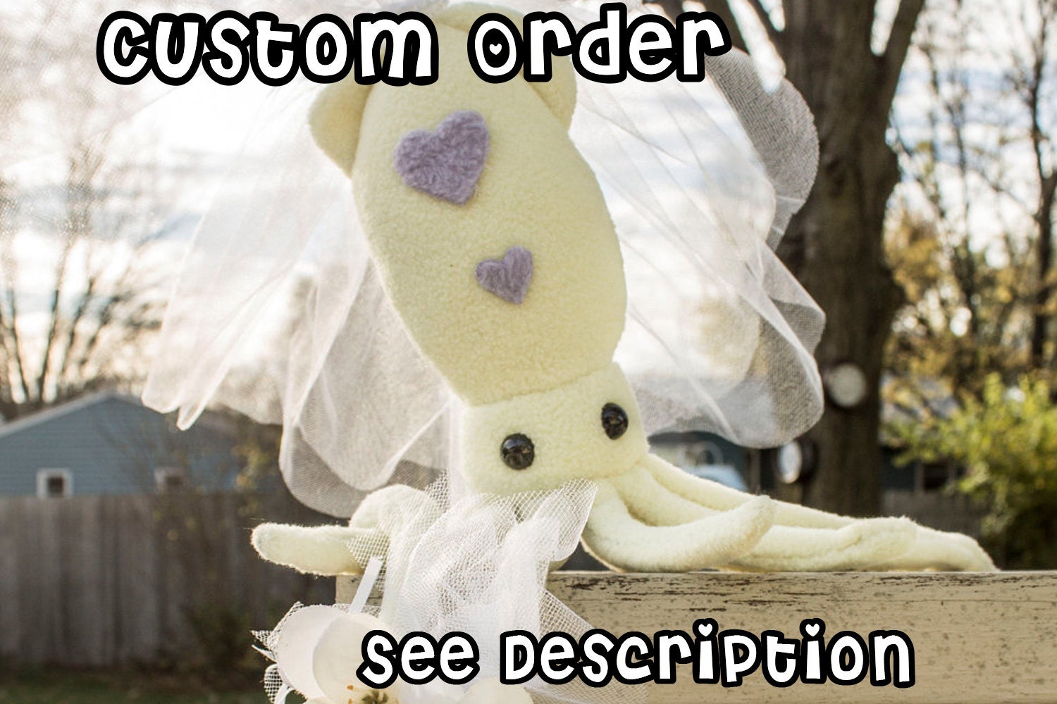 Squid Plush with Hearts - Custom Order