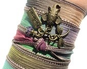 Bohemian Silk Wrap Bracelet Ganesha Yoga Jewelry Sacred Elephant Believe Dragonfly Unique Valentines Day Gift For Her Under 50 Item J94