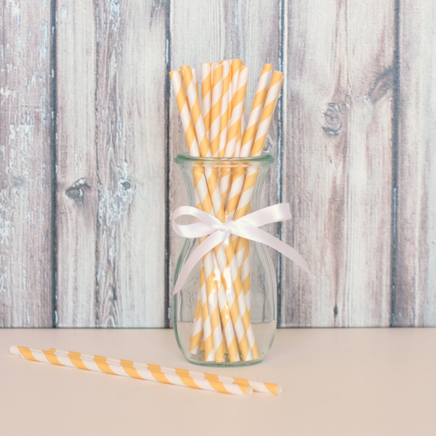 Yellow Striped Straws with Free Printable Straw Flags - Paper Party Straws - The TomKat Studio