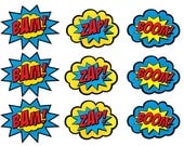 PC Superhero Cupcake Toppers: Boom, Bam, Zap, Pow, and Pop  (printable)