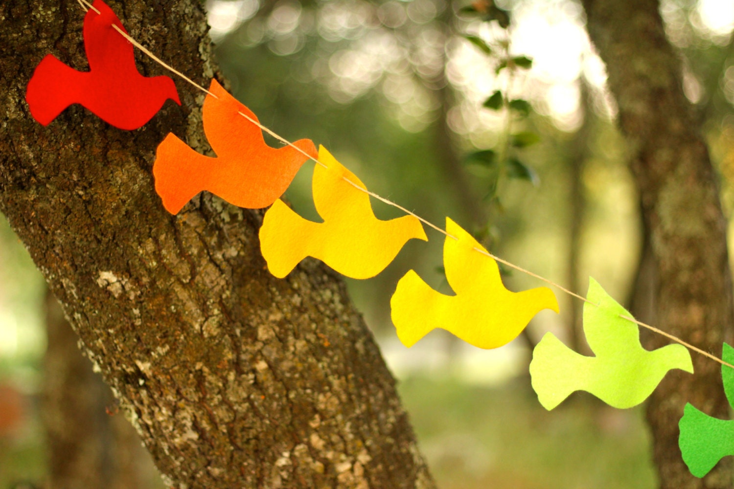 Rainbow Peace Doves Felt Garland