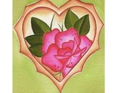 Tattoo Rose and Heart Watercolour Print