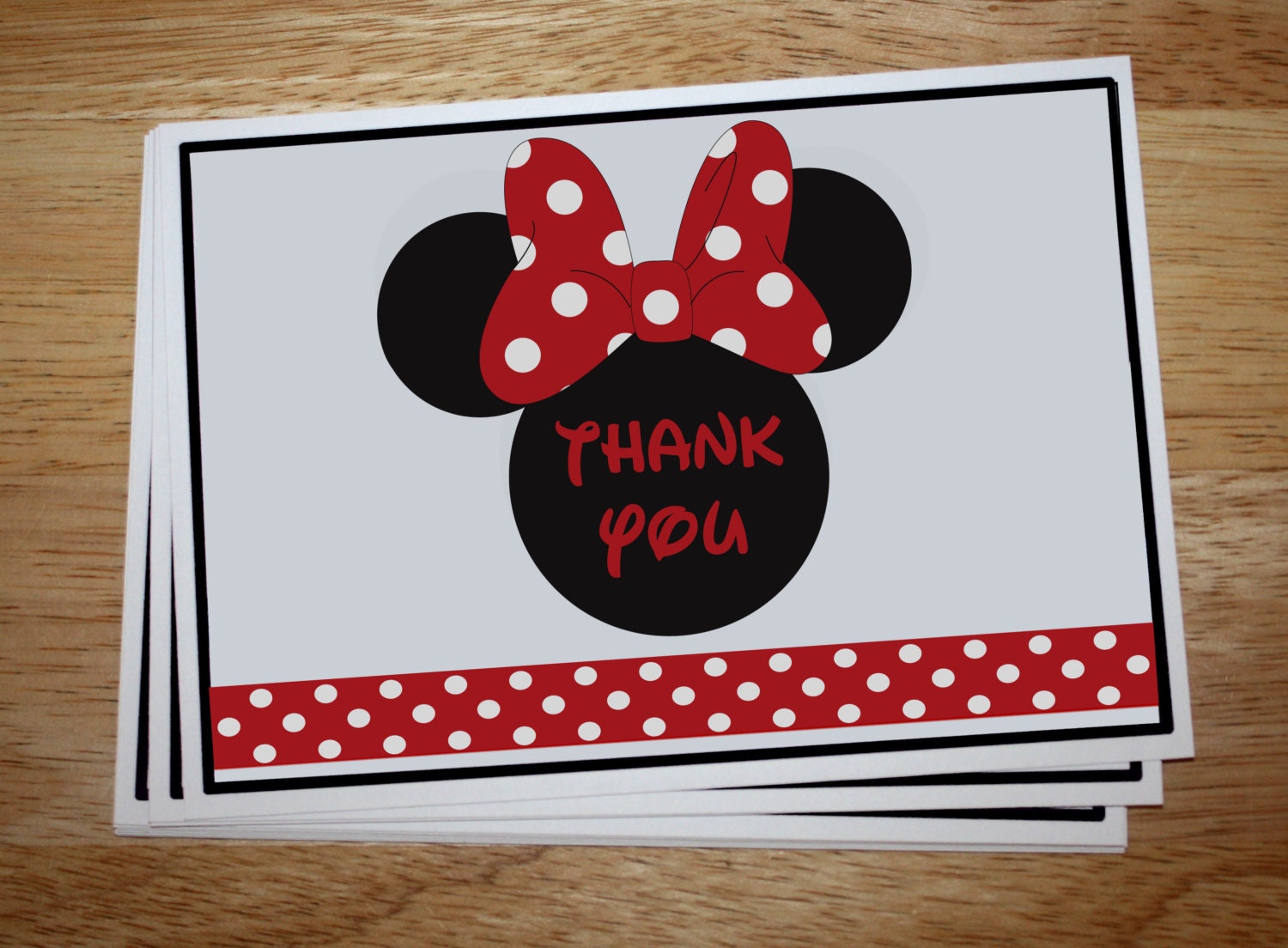 Minnie Mouse Thank You Card (RED or PINK)