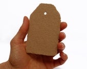Brown kraft tags, handmade paper, recycled, deckle edge, set of 10