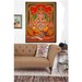 hindu religious elephant head god deity ganesh ganesha sequin coton fabric painting wall hanging Indian tapestry ethnic home decor art India