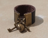 Custom Heart and Key Leather Ring sz 4-14