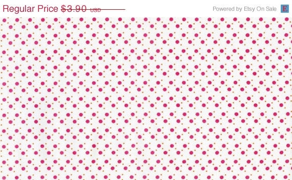 ON SALE Stella Dot in White/Pink  from Meet Me at Sunset- Half Yard SPECIAL