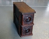 Ornate Double Drawer Oak Sewing Machine Drawers - Perfect for Storing Away Life's Little Treasures