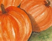 Original Watercolor - Jennifer Love Artwork Pumpkins ACEO pumpkin farm harvest Fall Harvest Halloween Pumpkins painting  OOAK sfa EBSQ