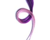 Purple Ombre Human Hair Extensions, dark to light 18" long, 1" wide. TWO PIECES
