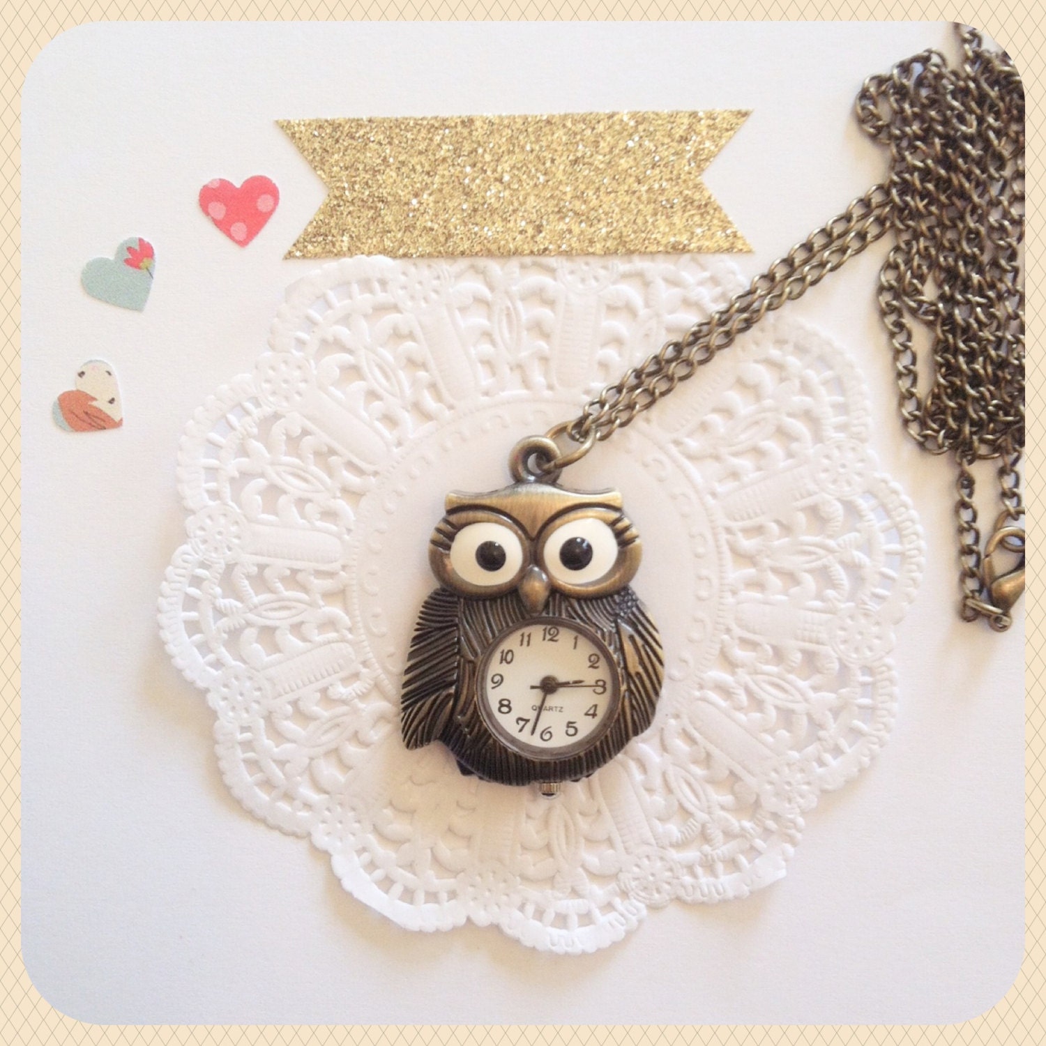 Clock Owl Necklace