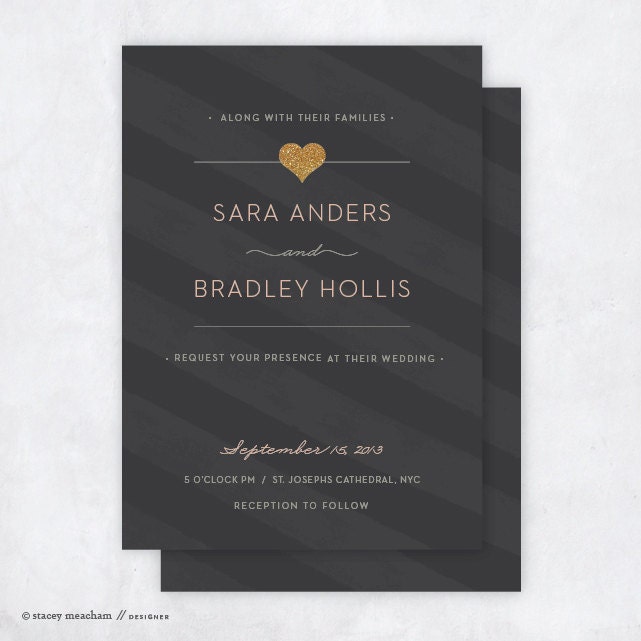 Wedding invitation // Wedding invitation suite // Flat wedding invite // Wedding // Heart of gold