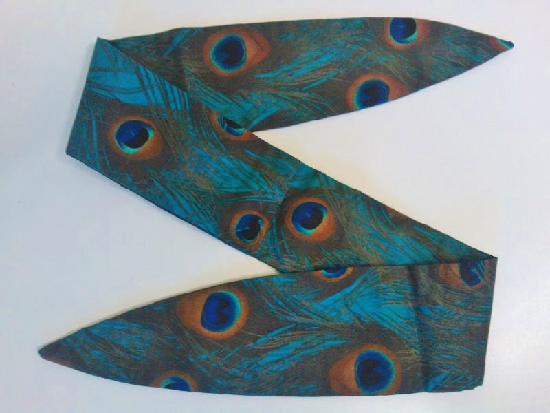Vintage/rockabilly pinup style peacock feather print headscarf/head band 1950's style