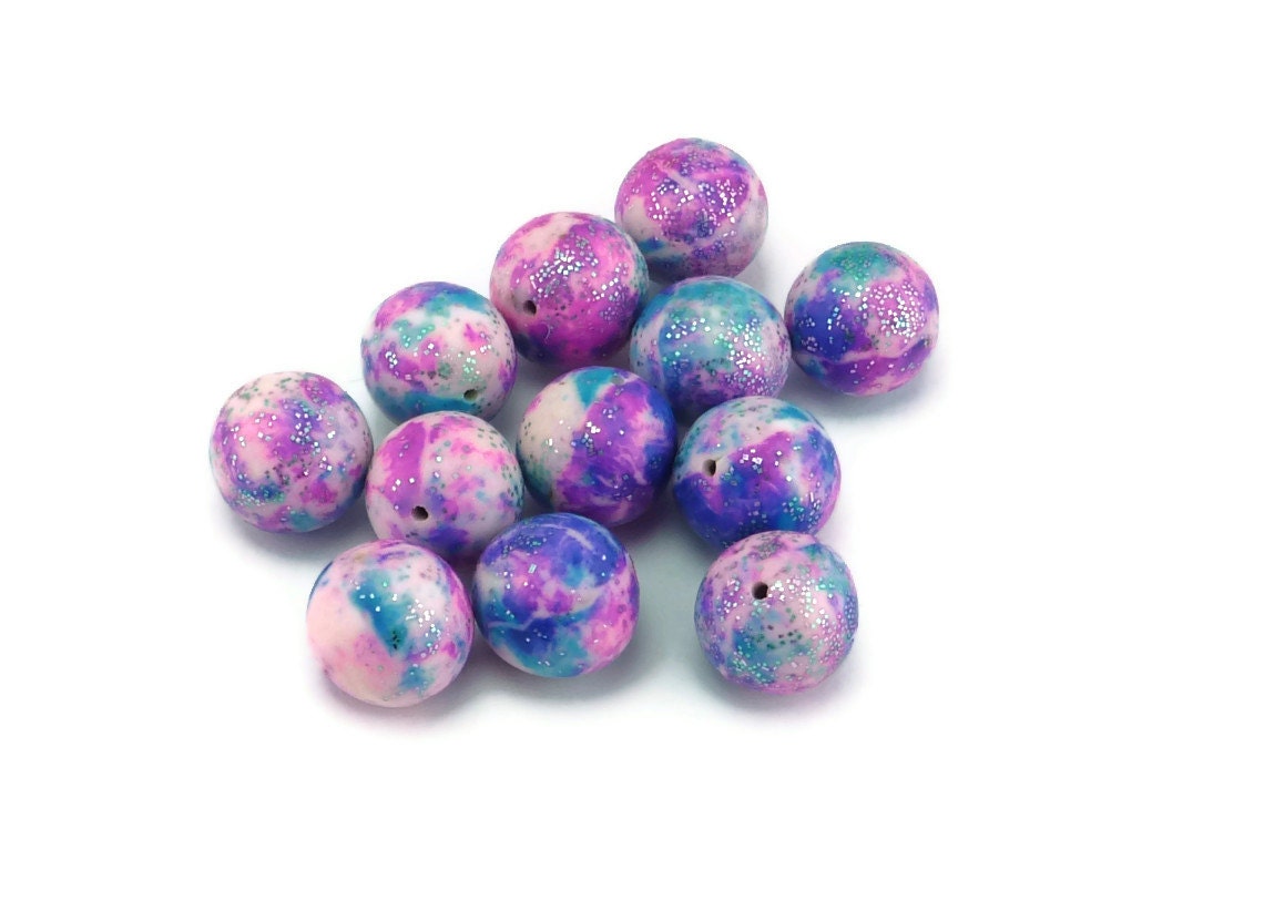 Purple Glittery Confetti Beads