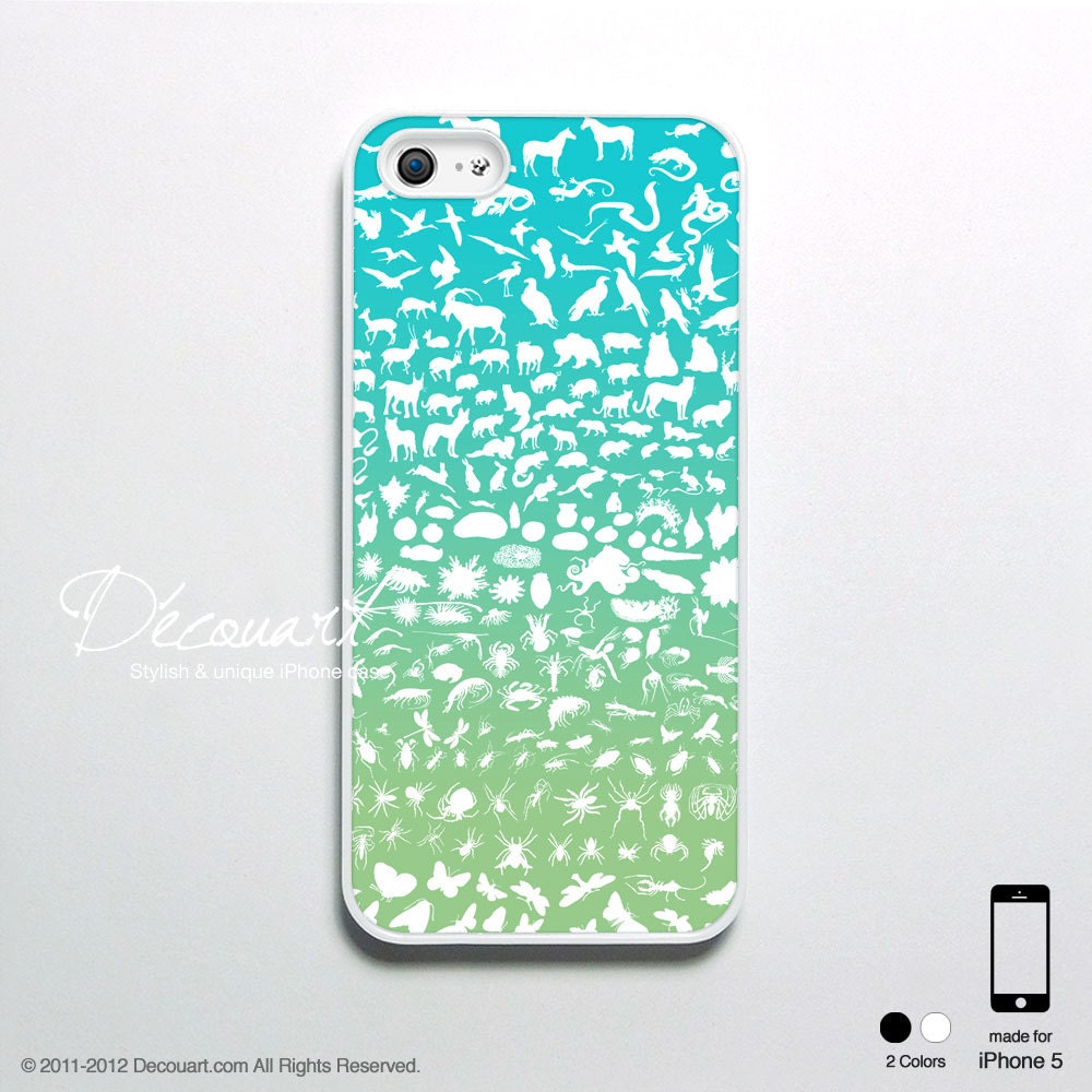 iPhone 5 case, iPhone 4 case, iPhone 4s case, case for iPhone 4, mint teal turquoise animal silhouette  S488
