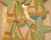 Nautical Sailboat Vanilla Decorated Sugar Cookies for the Graduate - 1 Dozen