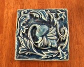 Handmade Decorative Relief Stoneware Tile - Thistle