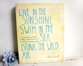 Quote Word Art on Canvas 11 x 14 Ralph Waldo Emerson Painting Cheerful Typography Art Gallery Wrapped Canvas Yellow and Turquoise Decor