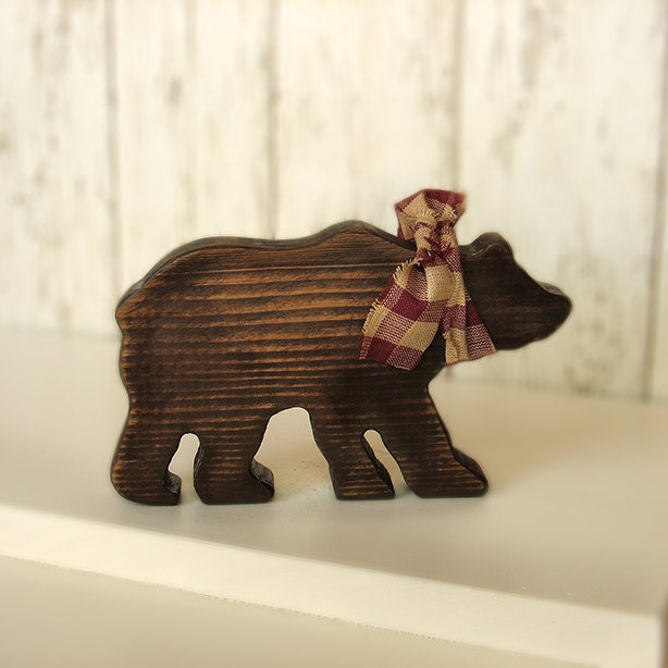Rustic Wood Large Bear - Brown Wooden Cabin Bear