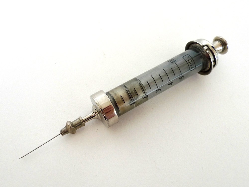 Vintage Glass Medical Syringe with Case
