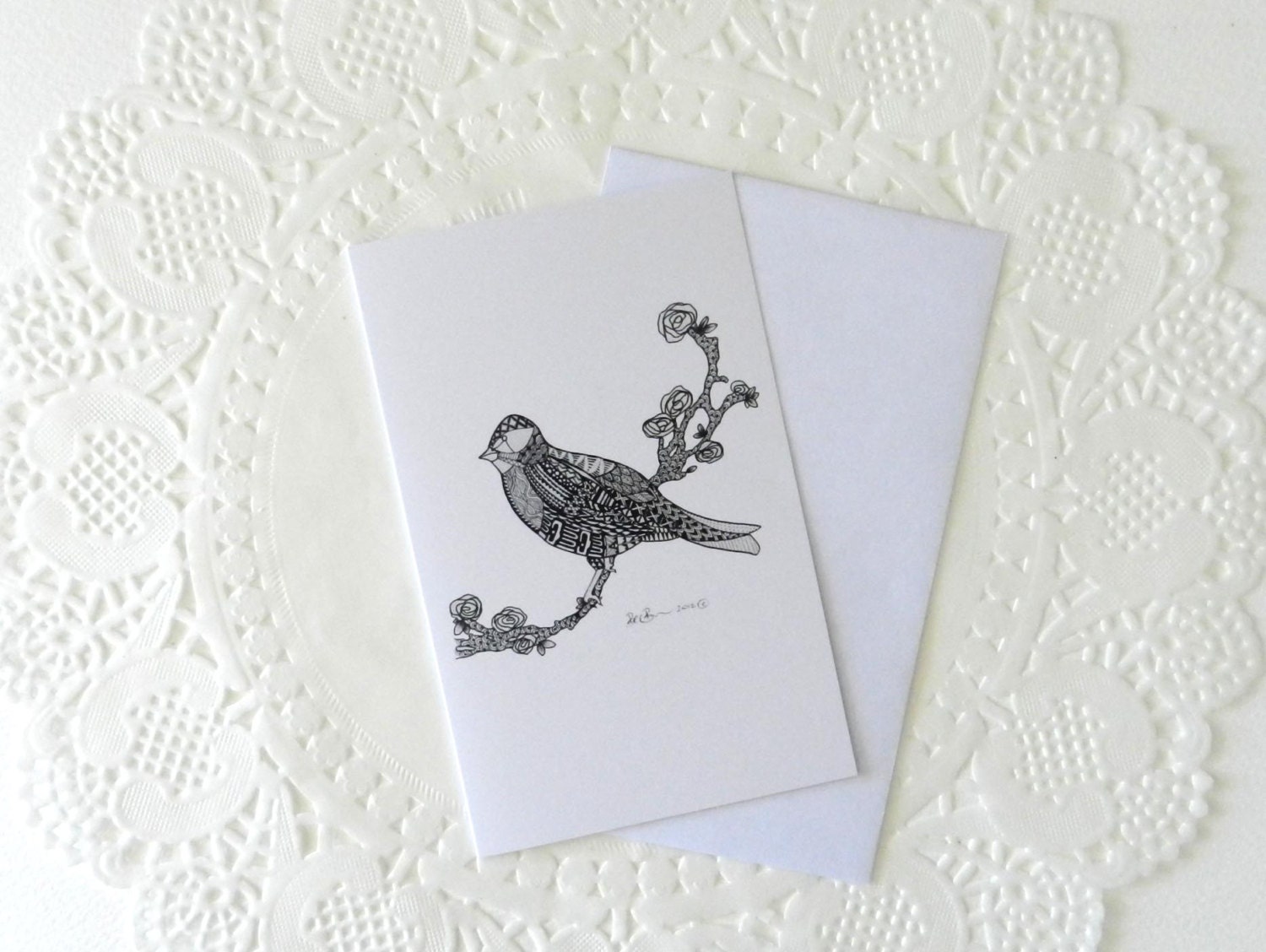Black Bird Greeting Card. From original watercolour drawing.