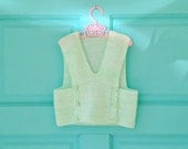 Vintage Hand Knit Folksy Heidi Green Bears Sweater Vest
