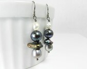 Black and White Pearl Earrings - Multi Color Pearl Drops