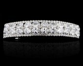 Bridal Rhinestone CZ Oval Hair Clip, Clear Swarovski Crystal Zircon Wedding Hair Barrette, Bridesmaid Headpiece Accessories-122318221
