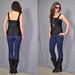 Vintage 1970s Shimmery Black Satin Charmeuse Camisole Shiny Black Lace Tank Top Lingerie