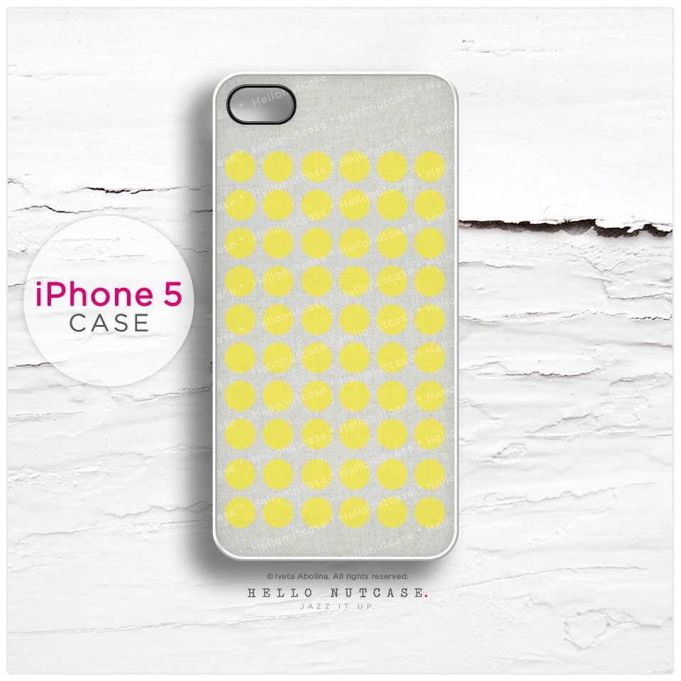 iPhone 5 case Yellow Polka Dots on Linen C7