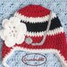 Preemie Newborn 3 up to 6 months GIRLS HOCKEY HELMET Ear Flap Hat with Ties & Flower Red Black White - Flower can be removed for boys