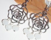 Flower silver beaded wedding bride bridesmaid gift earrings sale affordable elegant summer earrings mothers day gift