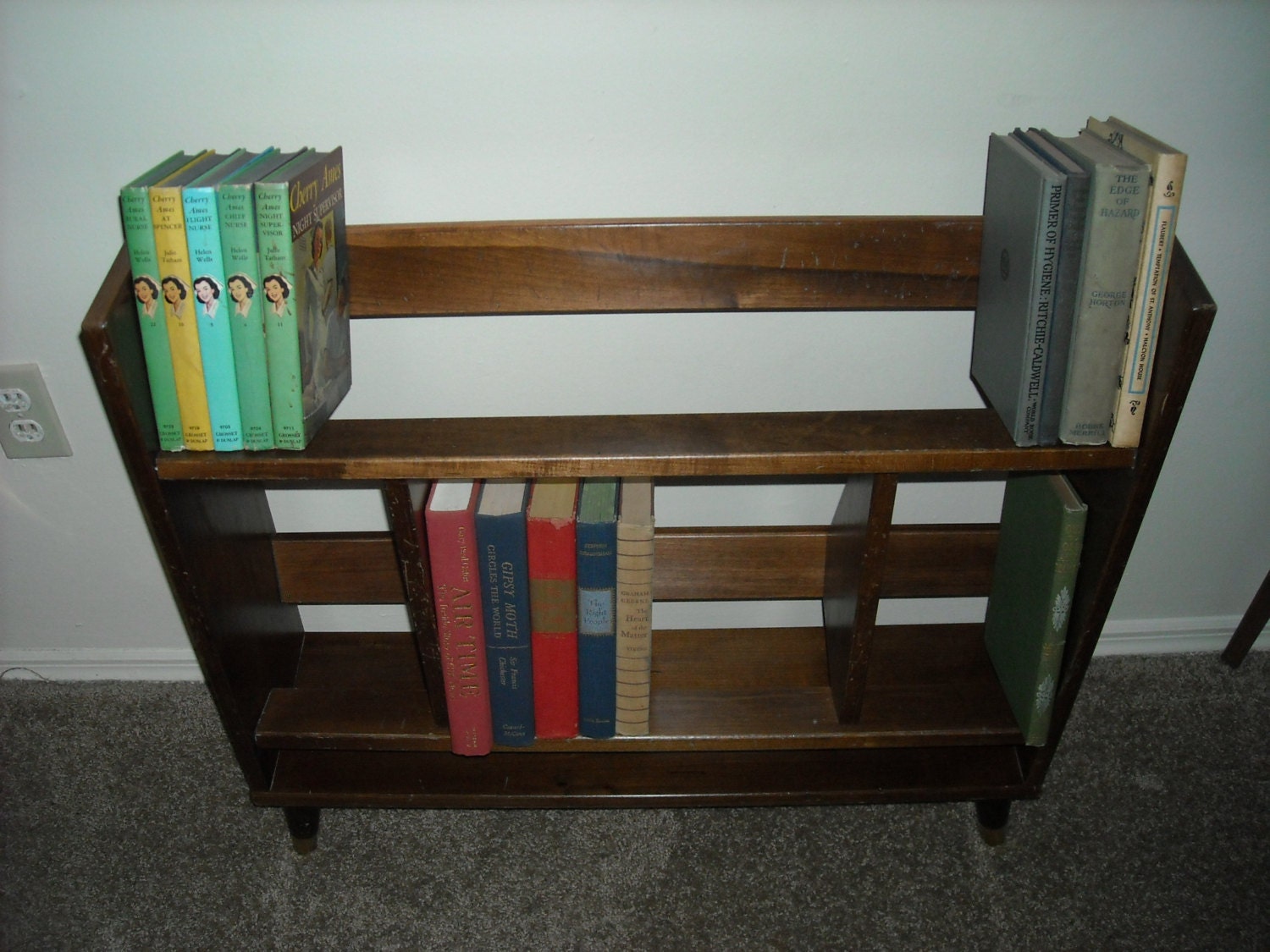 Mid Century Modern Wood Freestanding Library Bookshelf with Legs Book Case Industrial