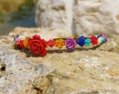 Multicolor floral hair band 2, Flower hair band, Floral headband