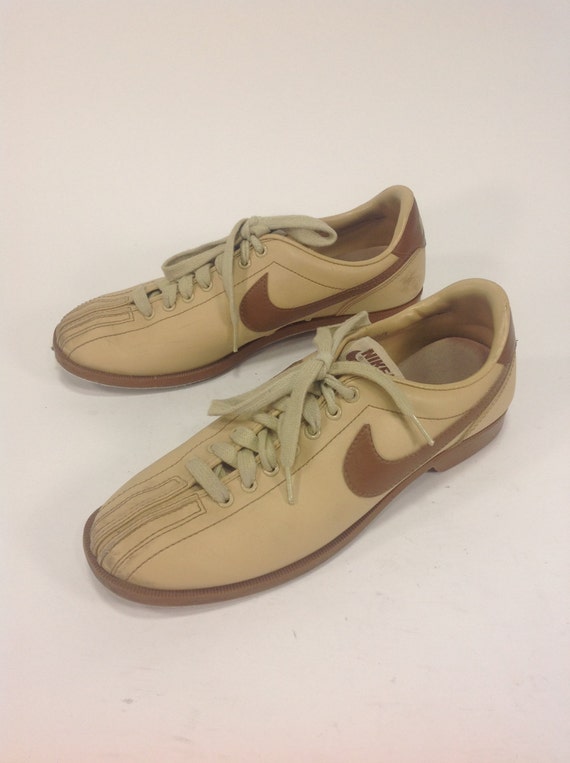 Vintage Tan Leather Retro Nike Bowling Shoes by Objekt314