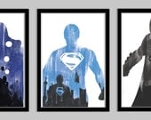 Superhero Poster Set 2 featuring Thor, Superman, and Batman - 18x24