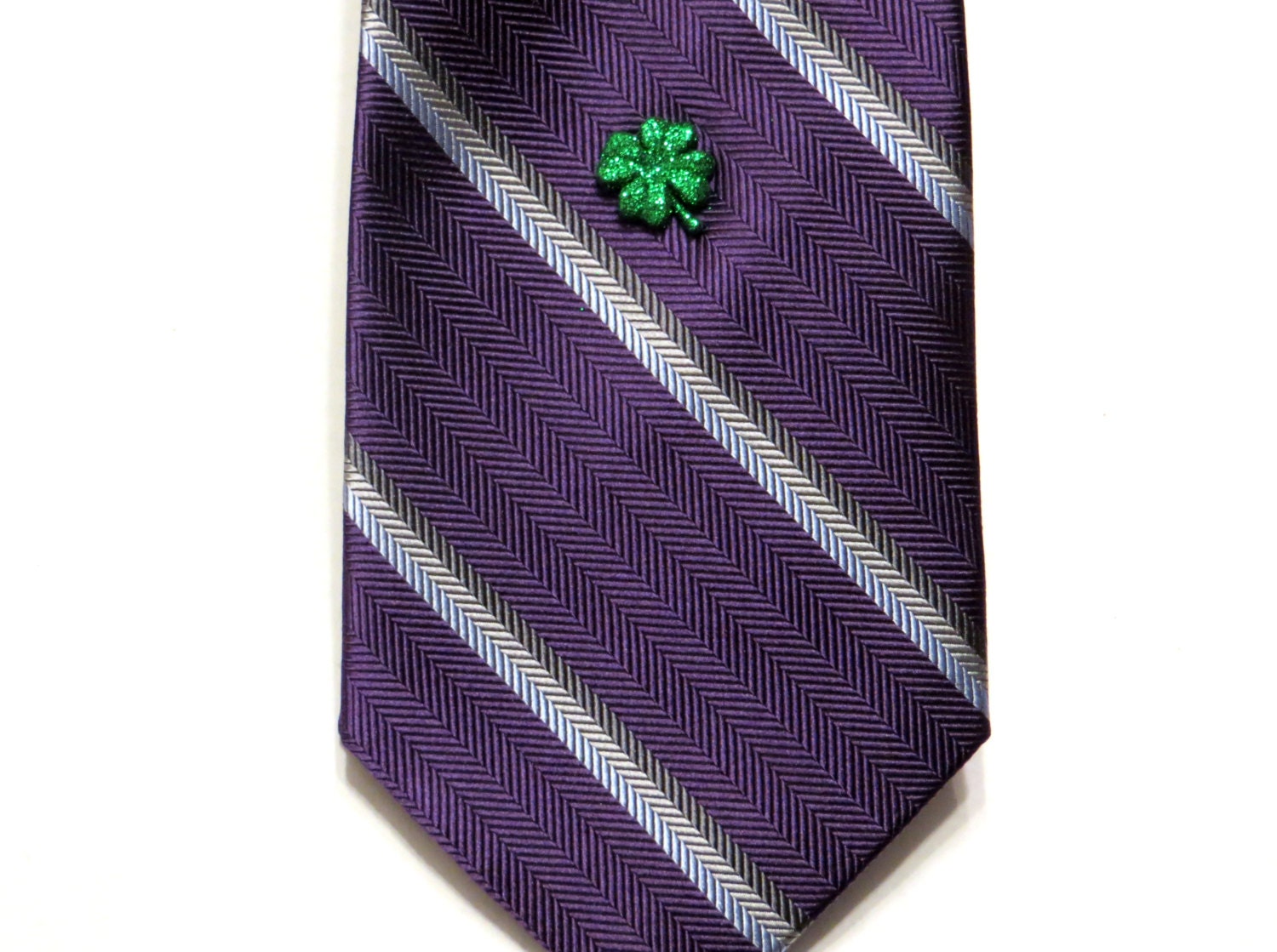 St Patrick's Day Shamrock Tie Tack - Green Four Leaf Clover Saint Patricks Day Holiday Accessory - Gift